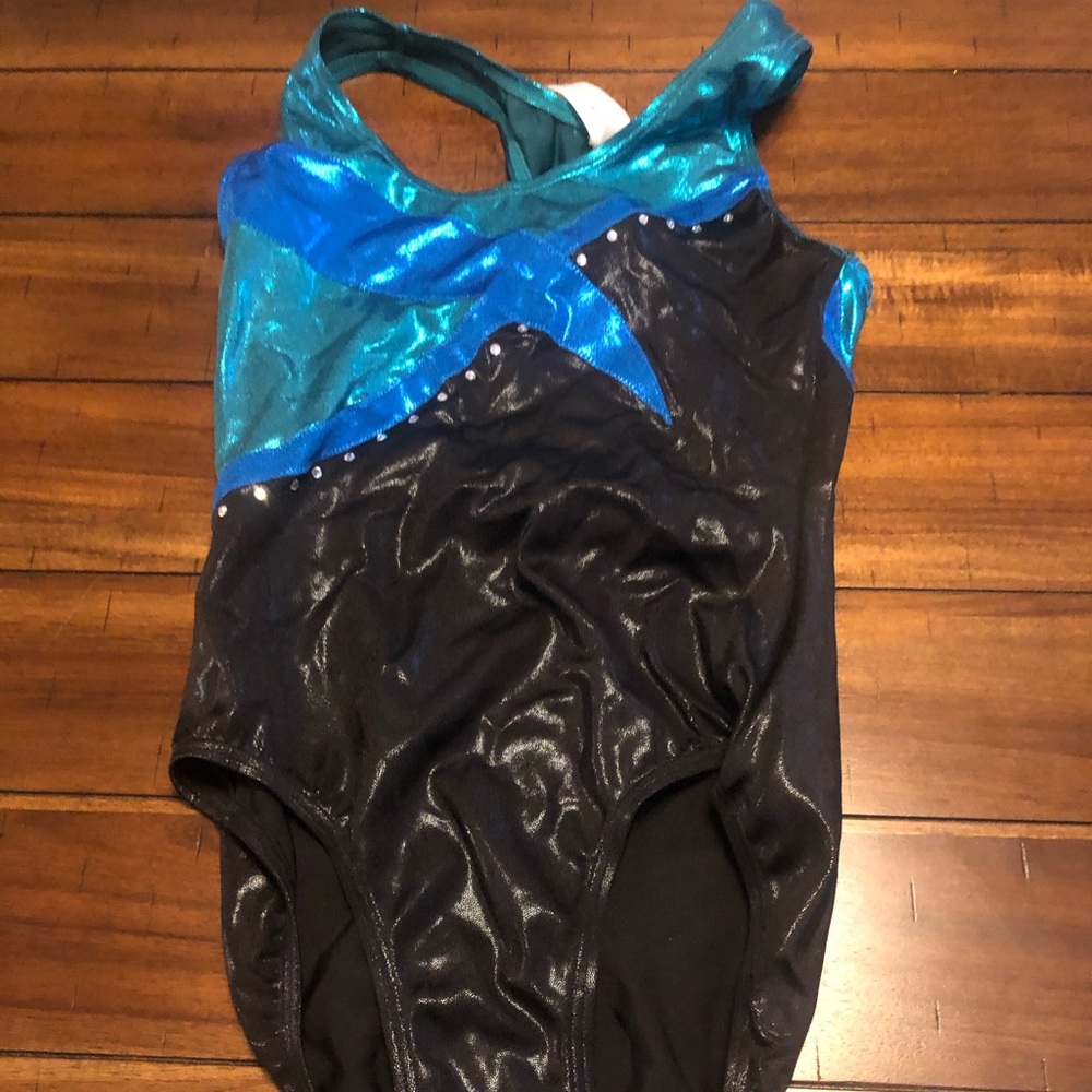 Blue and black gymnastics Leo.